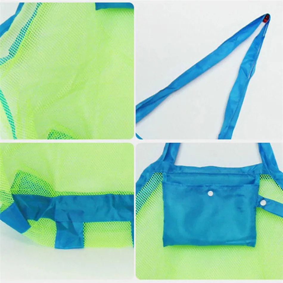 Foldable Large Capacity Mesh Shoulder Bag Shopping Tote Handbag Pouch Swimsuit Storage Organizer