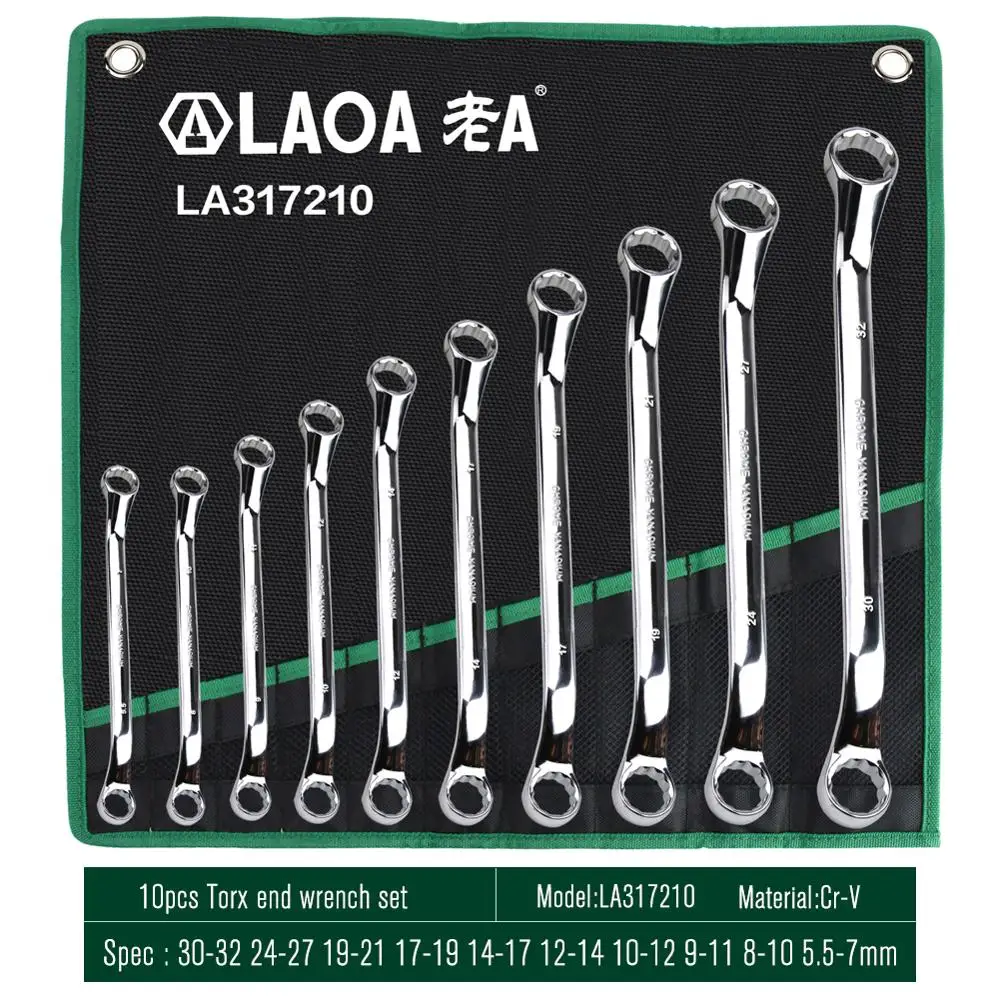 10pcs Spline End LAOA, 8 шт., 10 шт., набор торцевых гаечных ключей с сумкой, набор инструментов для ремонта авто - Цвет: 10pcs Spline End
