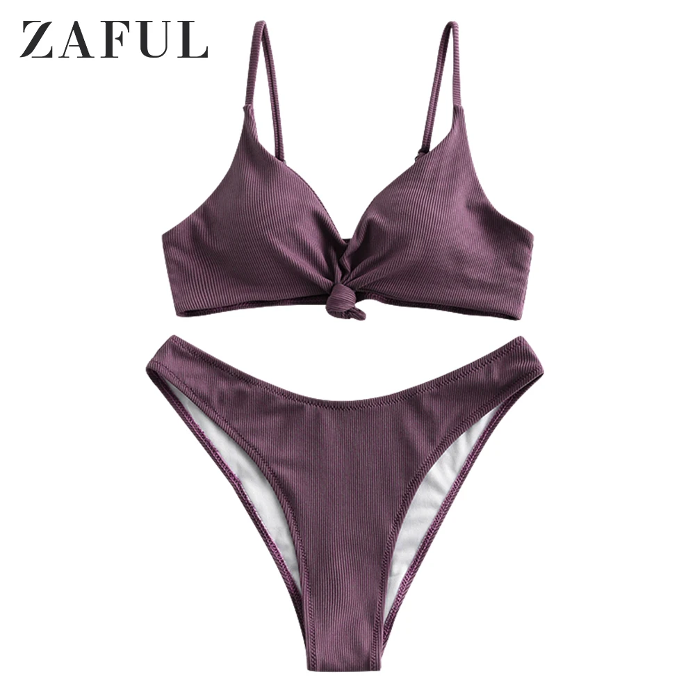 Женский купальник бикини ZAFUL пикантный с узелком и высокой талией на тонких