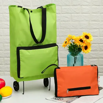 

Portable Wheeled Bag High Capacity Supermarket Folding Shopping Bag Trolley Cart Handle Bag LXY9