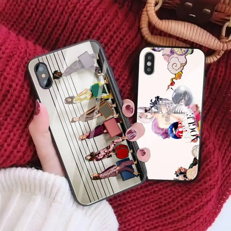 Fashion Trend VOGUE Phone Case For Iphone 11 Pro MAX XR X 7 8Plus SE2020 DIY Shockproof Glass Soft Silicone Edge | Мобильные