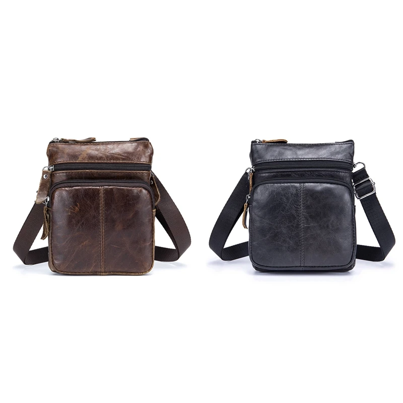 cheap 2x Bull Captain Men #039;s Famous Brand Casual Crossbody Bags Male Bag Fashion Genuine Leather Mini Shoulder Bags for Men Black amp; Cof