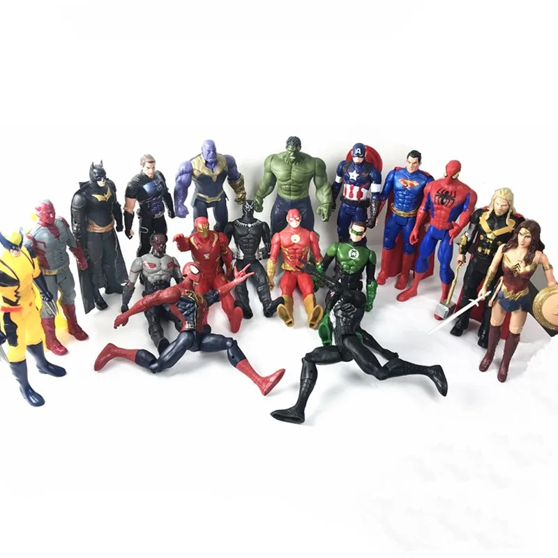 Skup 30cm Batman Superman Ironman Marvel Avengers Venom Thor Hulk Wolverine czarna pantera Spiderman figurka lalka zabawki dla dzieci