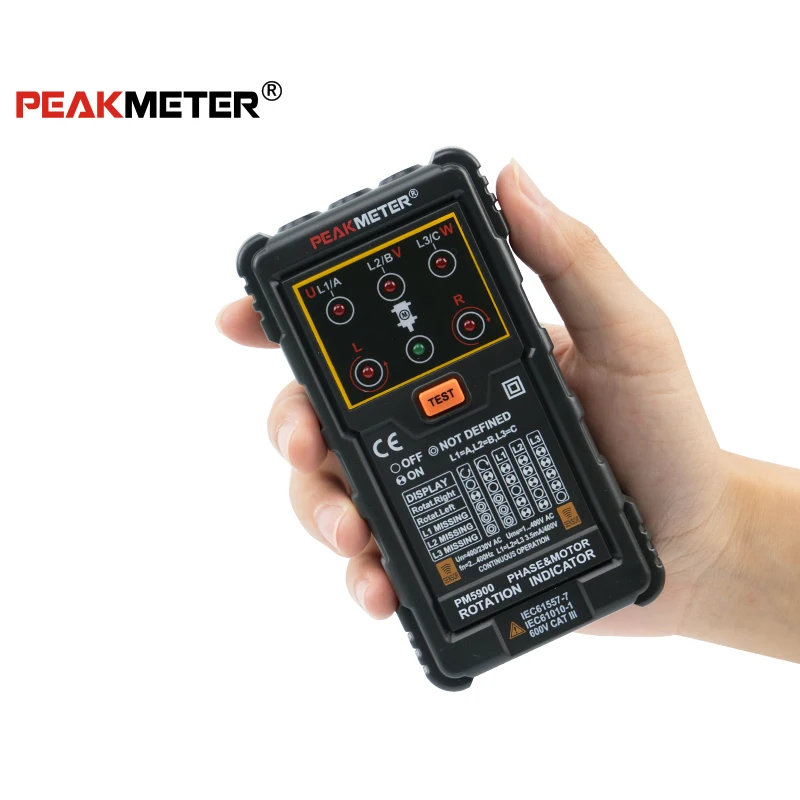 PEAKMETER MS5900 3 индикатор вращения мотора измеритель последовательности тестер Индикатор поворотного поля 3 фазы системы тестирования мотора Multimetro