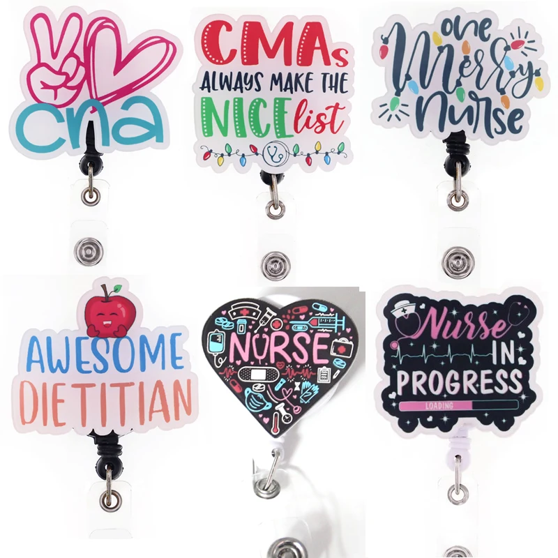 1pcs/10pcs Lailina New Style Acrylic Dietitian CNA CMA Merry Nurse Hospital  Accessories Badge Reel For Nursing Office Supply