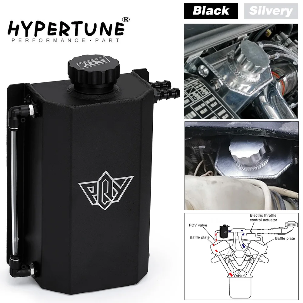

Hypertune - Universal 2L Alloy Engine Oil Fuel Gas Catch Can Breather Tank Bottle Coolant Radiator Overflow Tank HT-TK55BK