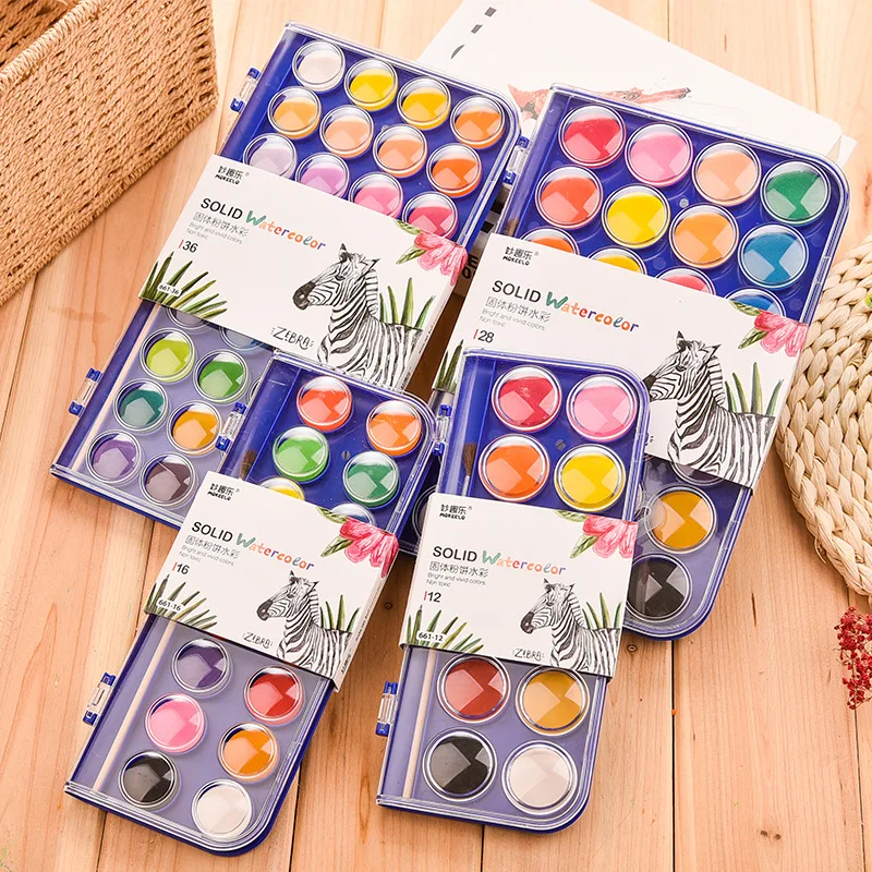 

watercolor palette paint Solid Watercolor Paint Set With Paintbrush Bright Color Painting Pigment Set For Student Art Supplies