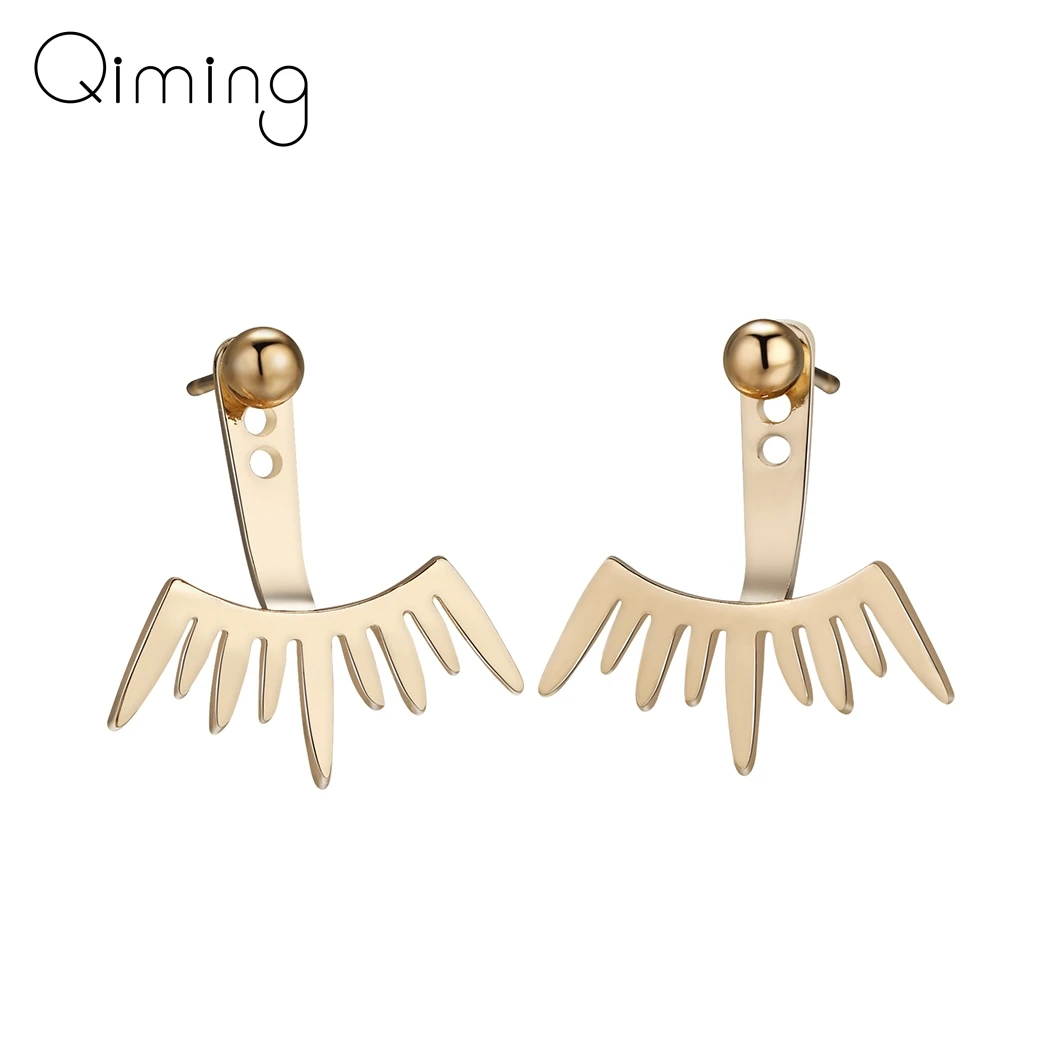 Минималистичные золотые бусины, металлические двойные серьги-гвоздики, боковые серьги-джекеты, лучший подарок для женщин, девушек, модные ювелирные изделия Brinco Wholes