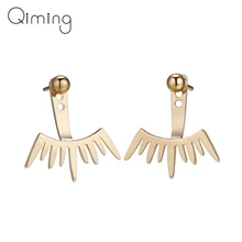 Минималистичные золотые бусины, металлические двойные серьги-гвоздики, боковые серьги-джекеты, лучший подарок для женщин, девушек, модные ювелирные изделия Brinco Wholes