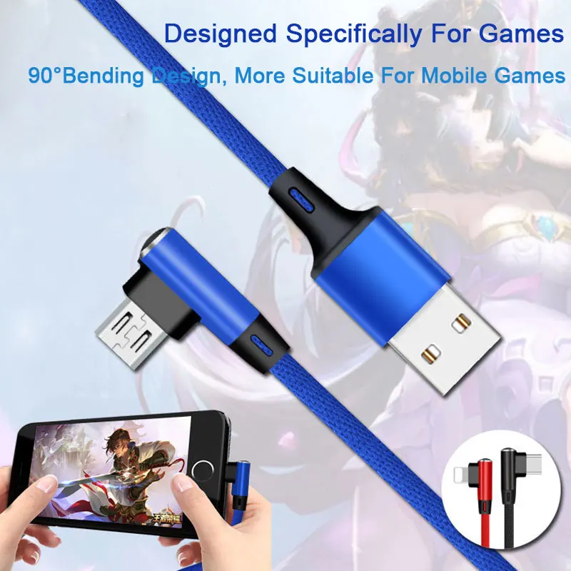 90 градусов данных usb type-C зарядное устройство Micro USB кабель быстрой зарядки для samsung S9 S8 для huawei для OnePlus 6 телефон длинный провод шнур
