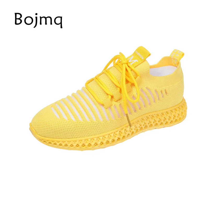 Bojmq tenis feminino; Новинка года; женская мягкая спортивная обувь; светильник; женская обувь для тенниса; женские устойчивые спортивные кроссовки; кроссовки - Color: Yellow