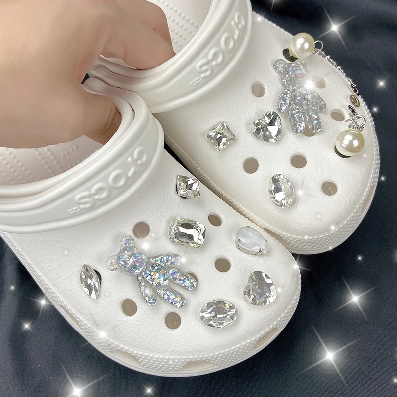 Trendy Chains Croc Charms Designer DIY Cute Rhinestone Shoes Decaration  Jibb for Croc Clogs Buckle Kids Girls Women Gifts