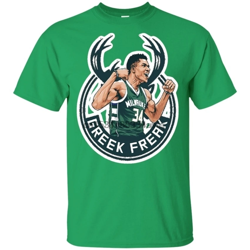 Greek Freak 34 T Shirt Giannis Antetokounmpo Tshirt Green Black Men