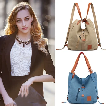 

Canvas Backpack Shoulder Bag with Extra Large Capacity Muti-pockets Adjustable Shoulder Straps TC21