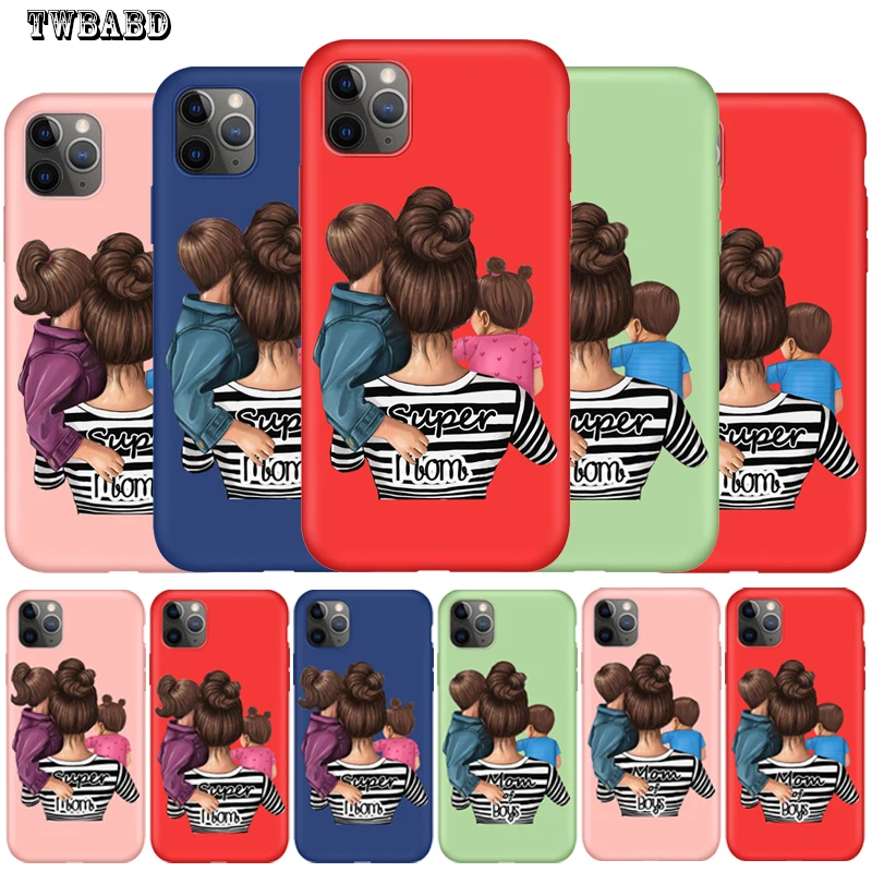Супер mom of boys brothers sisters для Fundas iPhone 11 Мягкий Жидкий чехол ярких цветов 7 8 6 6s Plus X Xs Pro