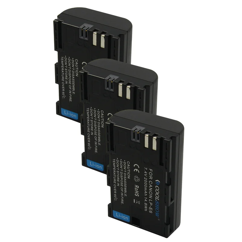 

LP-E6 Battery LP E6 For EOS 6D 7D 80D 70D 60D 5D MarkII III IV EF-S 18-200IS Kit 5D mark III Canon Batteries LPE6 2000mah