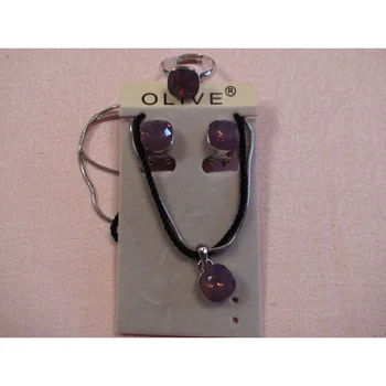 

Набор кулон серьги кольцо стильный NB 171 FLT фиолетовый цвет