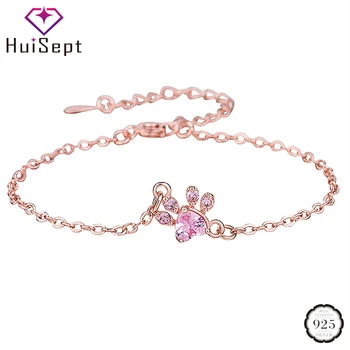 

HuiSept Bracelet 925 Silver Jewelry Pink Zircon Gemstone Fashion Style Bracelets for Female Wedding Promise Party Gift Ornaments