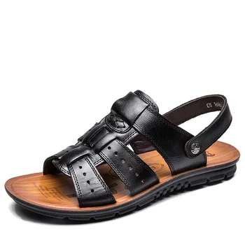 

Hot Brand Summer Men's Sandals Leather Men Beach Roman Sandals Brand Men Outdoor Shoes Flip Flops Slippers Sneakers Summer Shoes