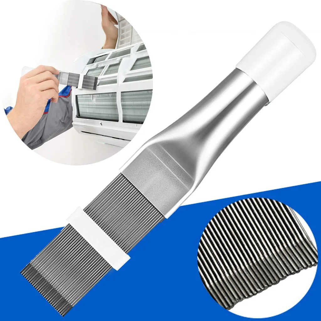Brush+Comb Stainless Steel Fin Comb Radiator Air Conditioner Clean Brush 