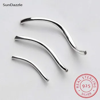 

2pcs Genuine Real Pure Solid 925 Sterling Silver Connector S Curved Tube Silver Long Beads DIY Jewelry Making Findings Accessory