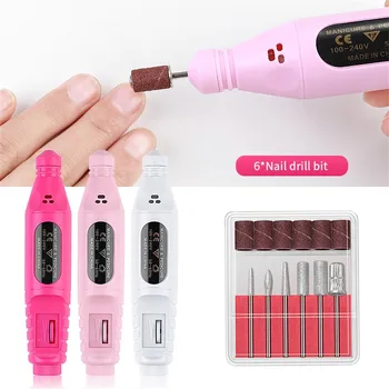 

Usb Charging Nail Electric Manicure Drills Kit Remove Polish Pedicure 6pcs Nail File Sanding Bands Machine Nail Art Pen Z2