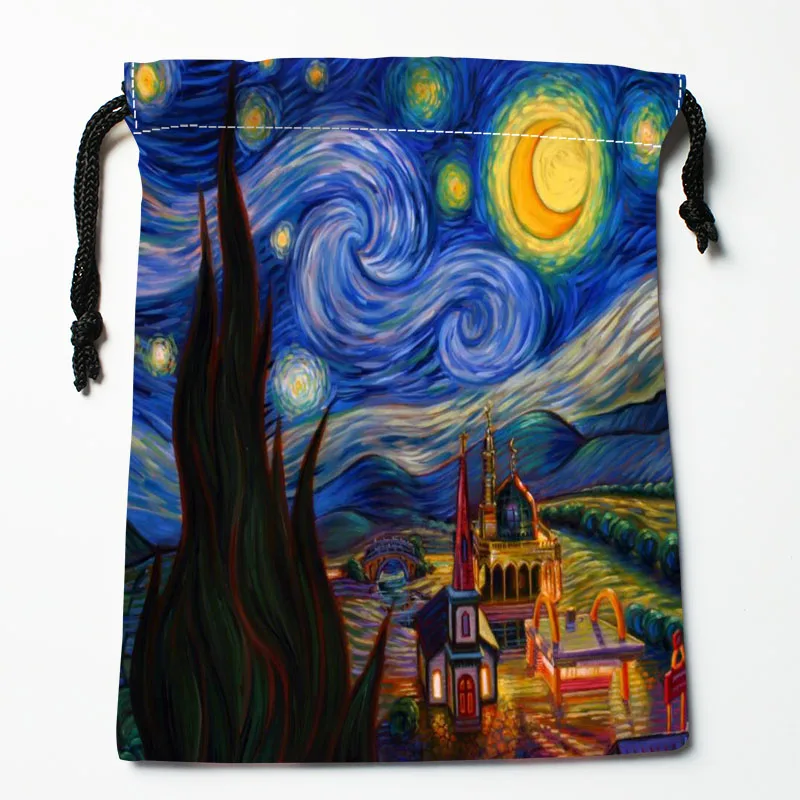 Borsa A Tracolla Donna Daulesho A Semicerchio – Tela Vintage Con Stampa Van Gogh Notte Stellata, Piccola Borsa Messenger Per Oggetti Quotidiani