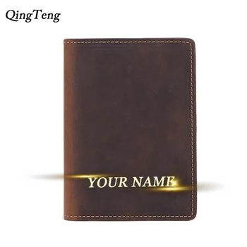 

Engraved Name Passport Holder Genuine Leather Travel Waterproof Dirt ID Holder Cover Wallet Valentine'S Day Gift Customized Logo