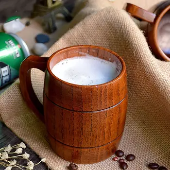 

400ml Eco-friendly Classical Wooden Beer Tea Coffee Cup Water Cup Heatproof Home Office Party Drinkware Cups