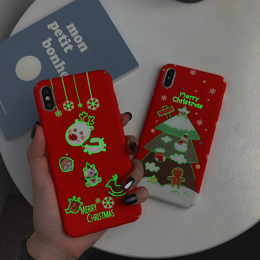 3D светящийся Рождественский i8 чехол для iPhone 8 7 6S 6 Plus роскошный рельефный Жесткий