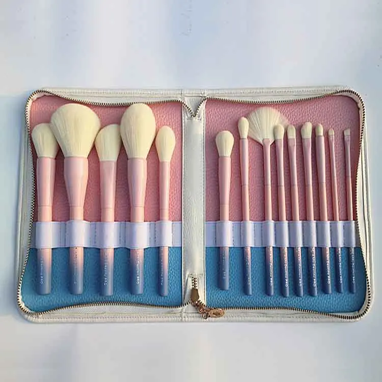 

New Style VD14 Branch Makeup Brush Set Gradient Color Makeup Brush with Pu Zipper Bag Beauty Tool Factory Currently Available