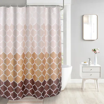 

180x180cm Geometric Fashion Washable For Bathroom Gradient With 12 Hooks Shower Curtain Waterproof Print Polyester Home Decor