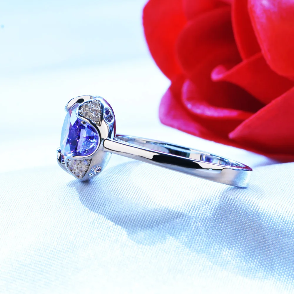 Модные драгоценные Камни Серебряное кольцо аметист кольцо с синим сапфиром помолвка Cocktail кольца из серебра 925 пробы, ювелирные изделия кольцо с аквамарином для женщин