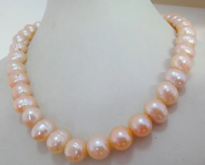 10-12mm Natural Akoya SOUTH SEA PINK PEARL NECKLACE 18" 925silver