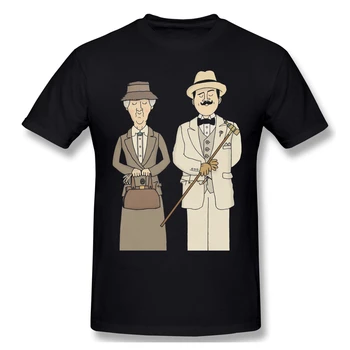 

Marple And Poirot black T Shirt Sherlock homme T-Shirt Tees Pure Short Sleeve