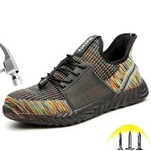 Безопасная обувь унисекс из нержавеющей стали, удобная дышащая повседневная обувь для мужчин и женщин, Рабочая обувь