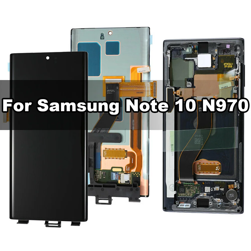 

Original AMOLED for Samsung Galaxy Note 10 N970F LCD Display with Touch Digitizer and Frame Assembly Replacement 100% Tested