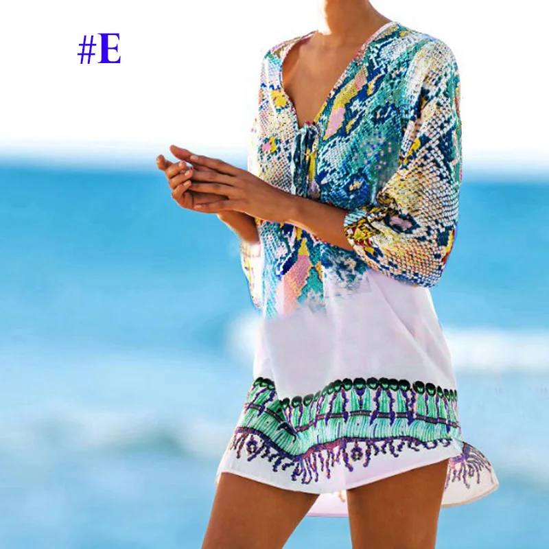 Плюс размер, шифоновое богемное сексуальное пляжное платье, Полосатая туника для пляжа, женское летнее праздничное свободное повседневное платье, Saida de Praia Pareo