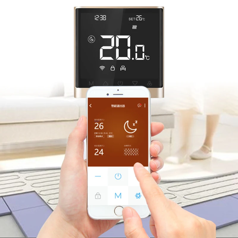 Wifi термостат Smart APP контроль температуры Лер электрический подогрев пола термостат с пресс-экраном