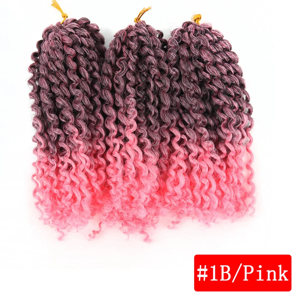 Ombre 1B/613 вязанные крючком косички весенние твист волосы 8 дюймов 3 шт./упак. 60 прядей афро волосы для заплетания, кудрявые синтетические волосы для наращивания - Цвет: 1B-Pink