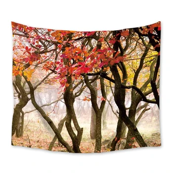 

Misty Forest Red Tree Tapestry Wall Hanging Coverlet Bedding Sheet Throw Bedspread Living Room Tapestries Dorm Decor