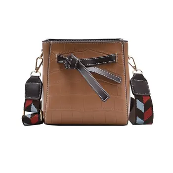 

Crossbody Easy Matching Solid Stone Print Embossiing Bucket Bag Fashion Strapped Large Capacity Casual Lady Shoulder Bags