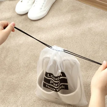 

Transparent Drawstring Bag Portable Waterproof Shoes Clothing Cosmetic Storage Bag Travel Simple Environmental Storage Bag AXIR