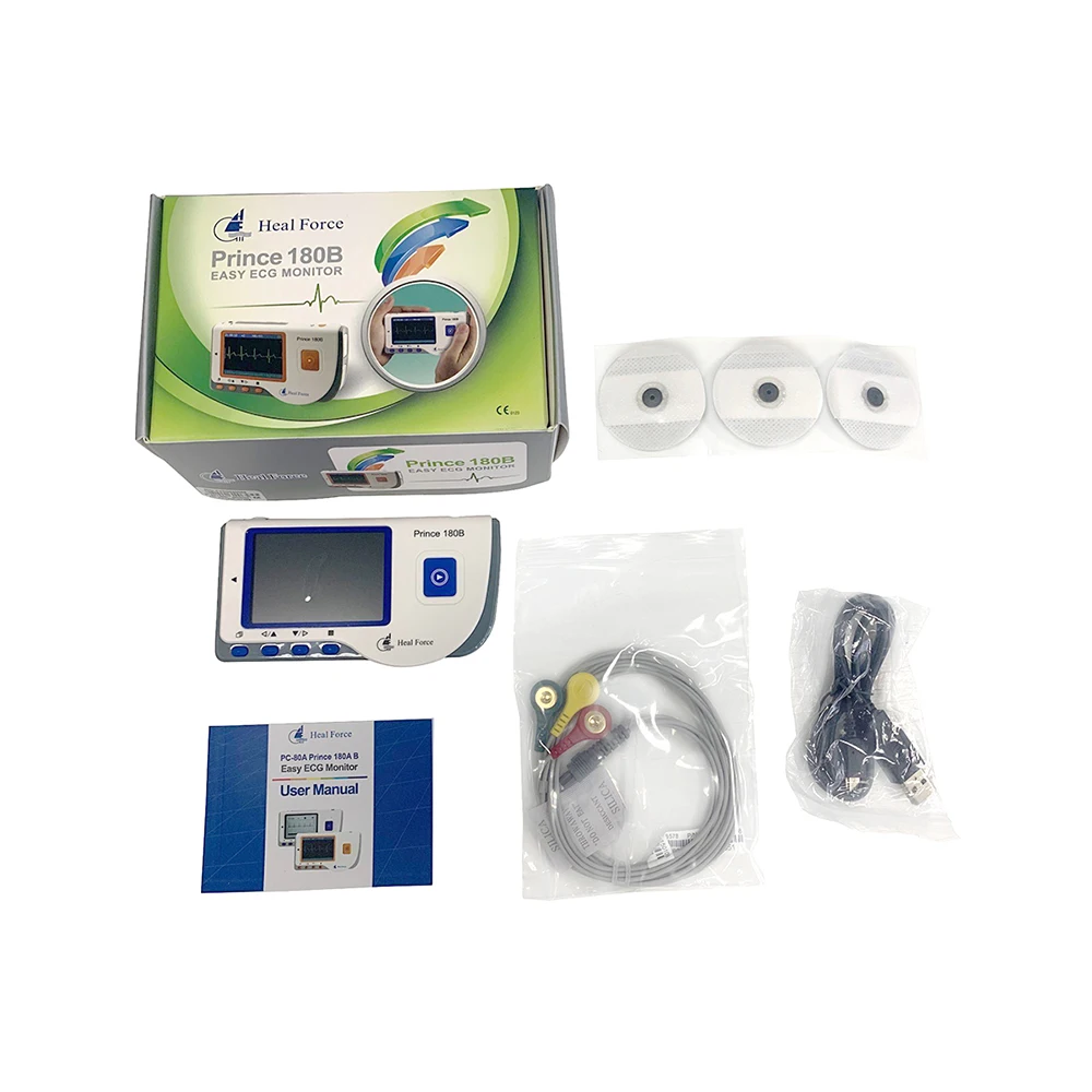 Heal Force Prince-180B медицинский Портативный Легкий ЭКГ монитор машина монитор сердечного ритма с usb-кабелем электрод прокладка провода