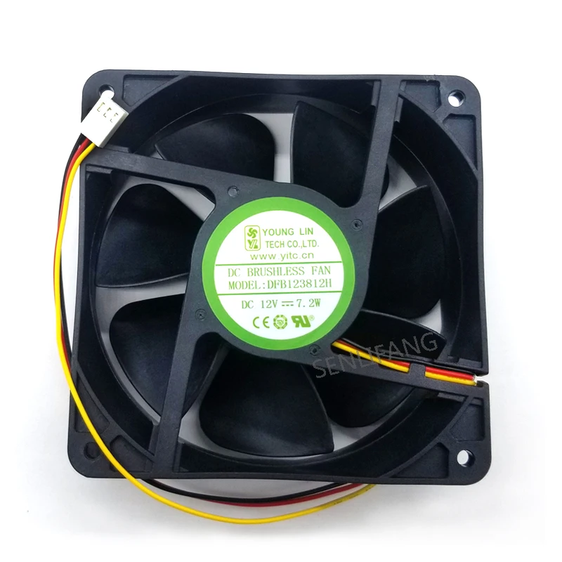 DFB123812H DC 12V 7 2 W 0.6A 12038 12 см 120*120*38 мм 3 провода большой воздушный вентилятор