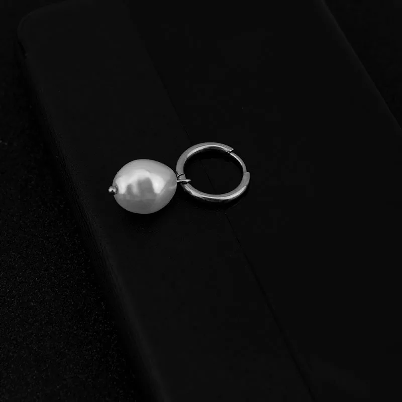 Boys KPOP Stainless Steel Stud Earring Irregular pearls Pendant Ear Clip Grunge Punk Girls Women Men Earrings Party Gifts hoop earrings stud earrings dangle earrings