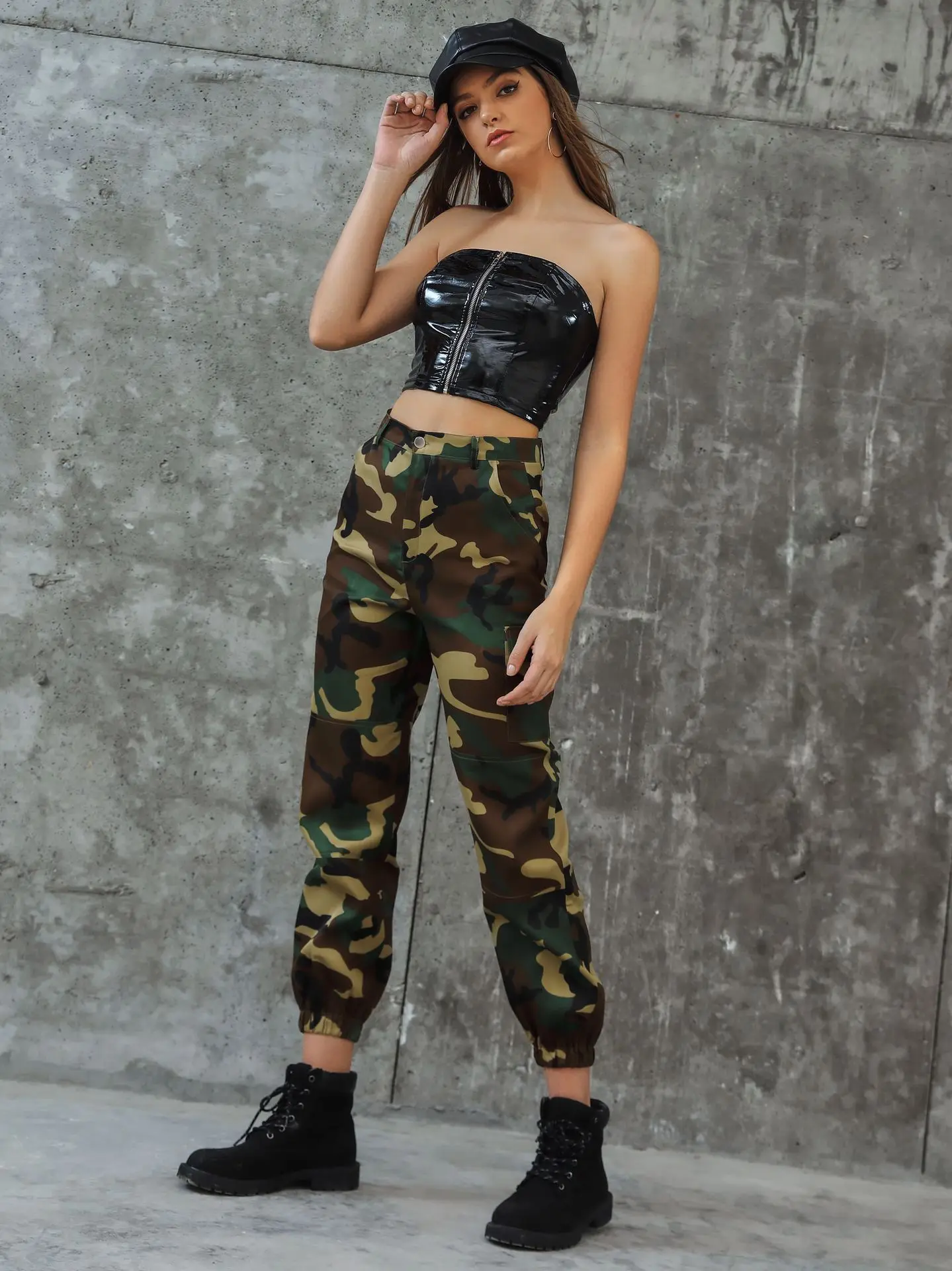 S-xl плюс размер женский без бретелек ПВХ блестящий Бюстье Топ из искусственной кожи Черный кроп топы Одежда для ночного клуба панк Croptop Moto Camis Обрезанные