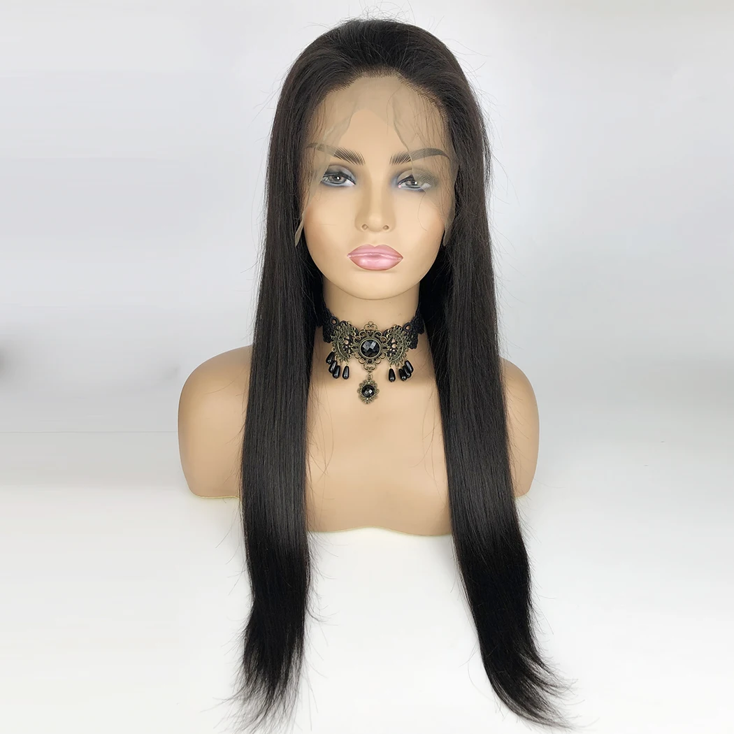 Длинные прямые полностью кружевные человеческие волосы парики для черных женщин перуанские Реми кружевные парики 8-24 Remy Предварительно