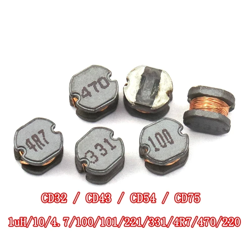 Description Picture 2 of item10pcs CD32/43 54 CD75 smd patch power inductor 10UH/4.7/100/101/221/331 470 220 winding inductor