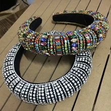 На заказ барокко Корона широкий бархат ободок для волос ручной работы роскошный цвет кристалл оголовье свадебные украшения для волос Аксессуары тиара де noiva